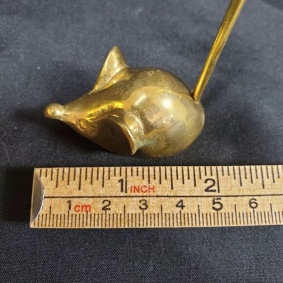 VTG Solid Brass Mouse Note Spike Mid Century Canadian Brass Desk Paper Spike Whi - Picture 7 of 9